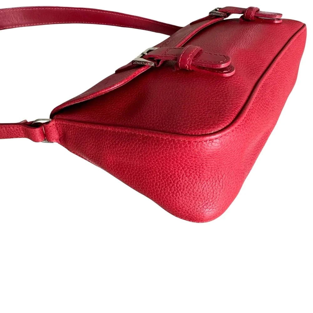 Longchamp Red Leather Flap Shoulder Bag Handbag